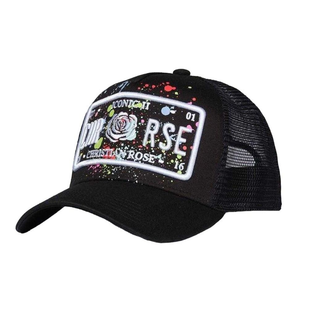 Christian Rose Li Plate Trucker Cap / Black